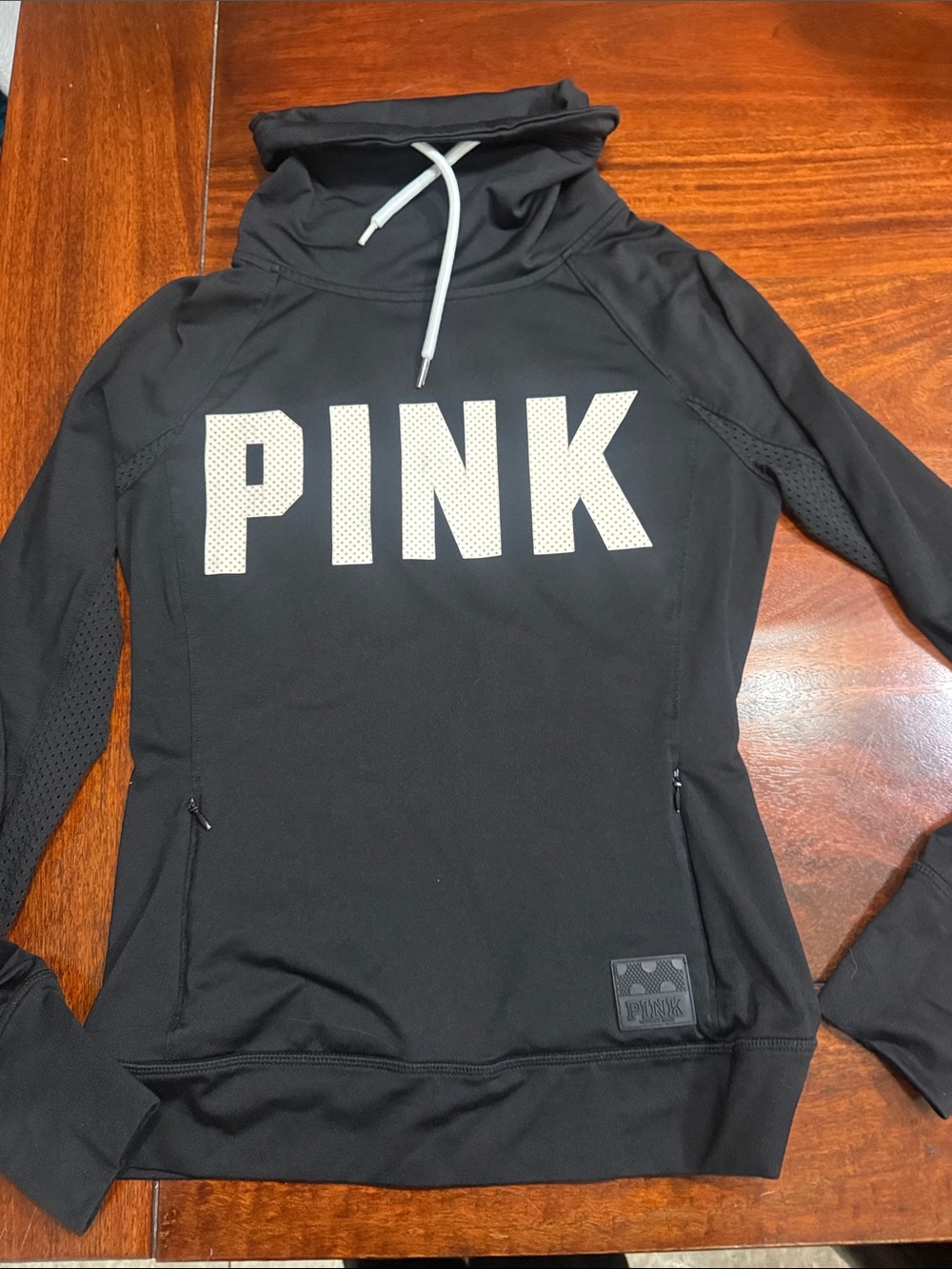 PINK Victoria's Secret Black Pullover Funnel Neck Hoodie